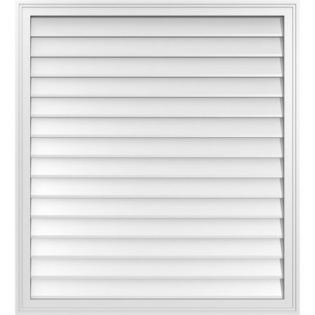 Ekena Millwork Vertical Surface Mount PVC Gable Vnt: Non-Functional, w/2"W x 1-1/2"H, Brickmould Frame, 38"W x 42"H GVPVE38X4202SN